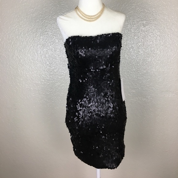 Sparkle & Fade sequin strapless zipper Mini Dress - Picture 3 of 8